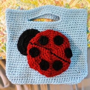 Handmade Blue and Red Ladybug Kids Bag